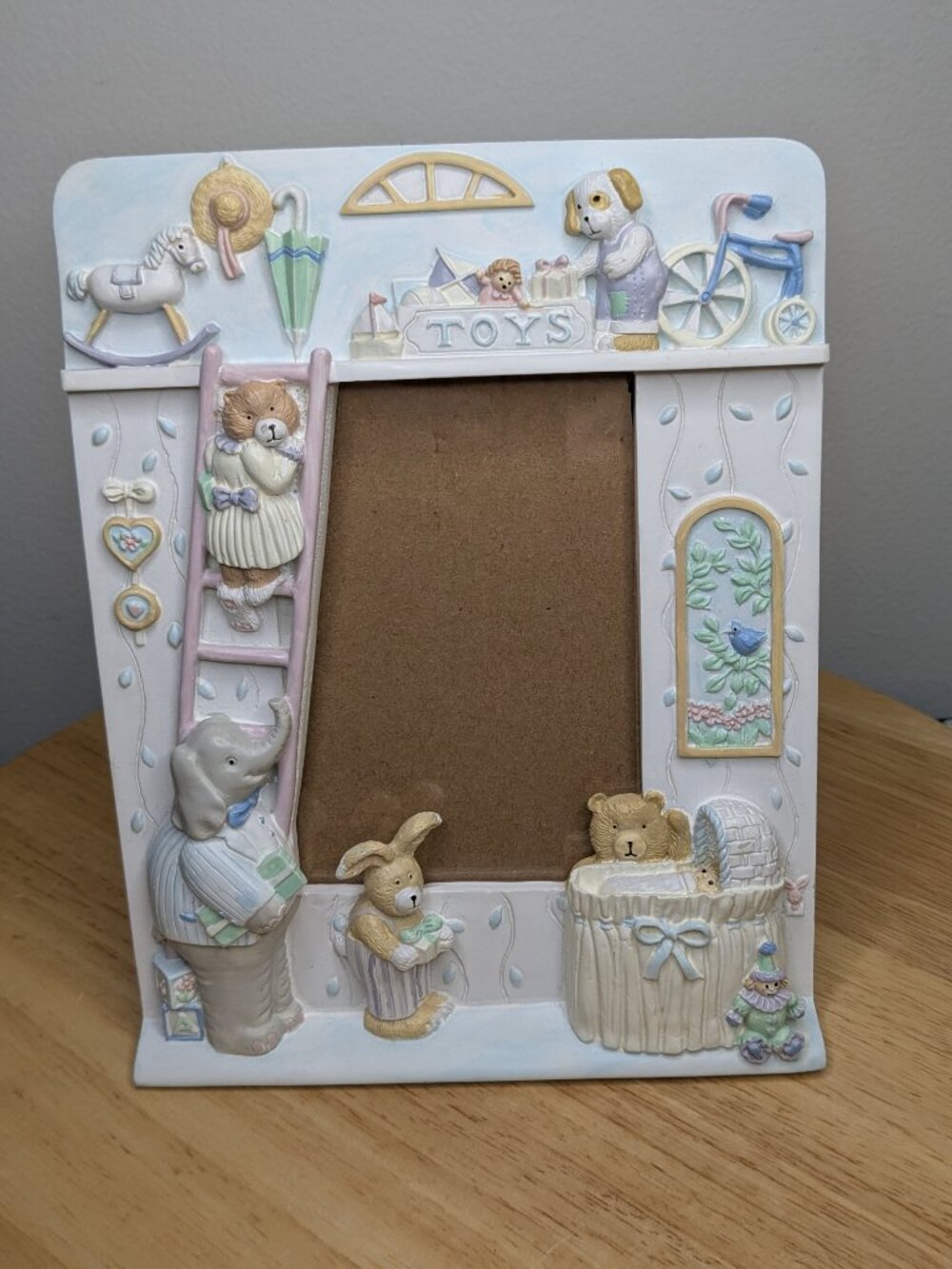 1991 Fetco 3D Baby Nursery Photo Frame Picture Album Elephant Bunny Toys Vintage